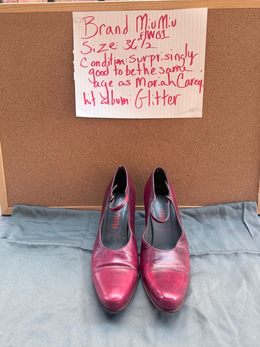 Miu Miu Vintage Red Patent Leather Cutout Mary Jane Heels 36.5 Made in Italy